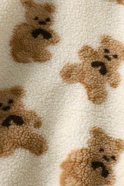 Cozy Teddy Bear Fleece Jacket for Women - Y2K Fashion Aesthetic with a Touch of Grunge Style
