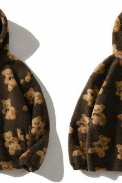 Cozy Teddy Bear Fleece Jacket for Women - Y2K Fashion Aesthetic with a Touch of Grunge Style