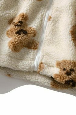 Cozy Teddy Bear Fleece Jacket for Women - Y2K Fashion Aesthetic with a Touch of Grunge Style