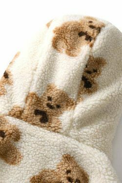 Cozy Teddy Bear Fleece Jacket for Women - Y2K Fashion Aesthetic with a Touch of Grunge Style