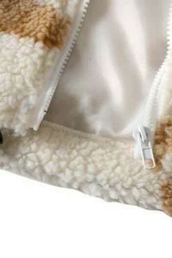 Cozy Teddy Bear Fleece Jacket for Women - Y2K Fashion Aesthetic with a Touch of Grunge Style