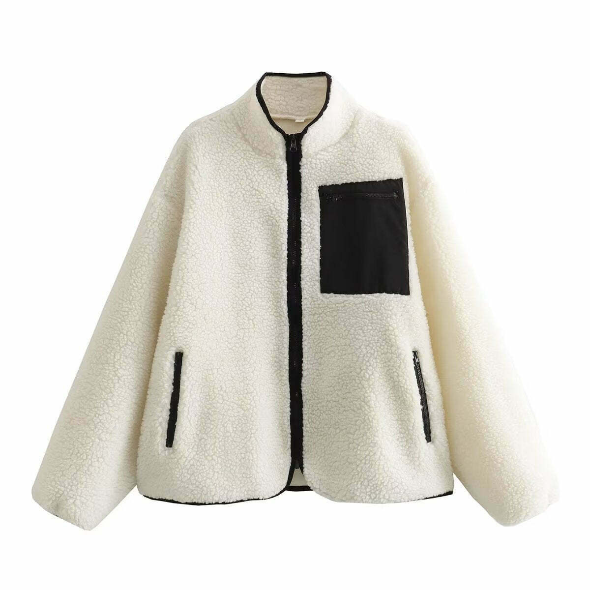 Cozy Teddy Fleece Jacket - Y2K Fashion Women's Outerwear for Grunge and Cottagecore Aesthetic Cozy Teddy Fleece Jacket - Y2K Fashion Women's Outerwear for Grunge and Cottagecore Aesthetic