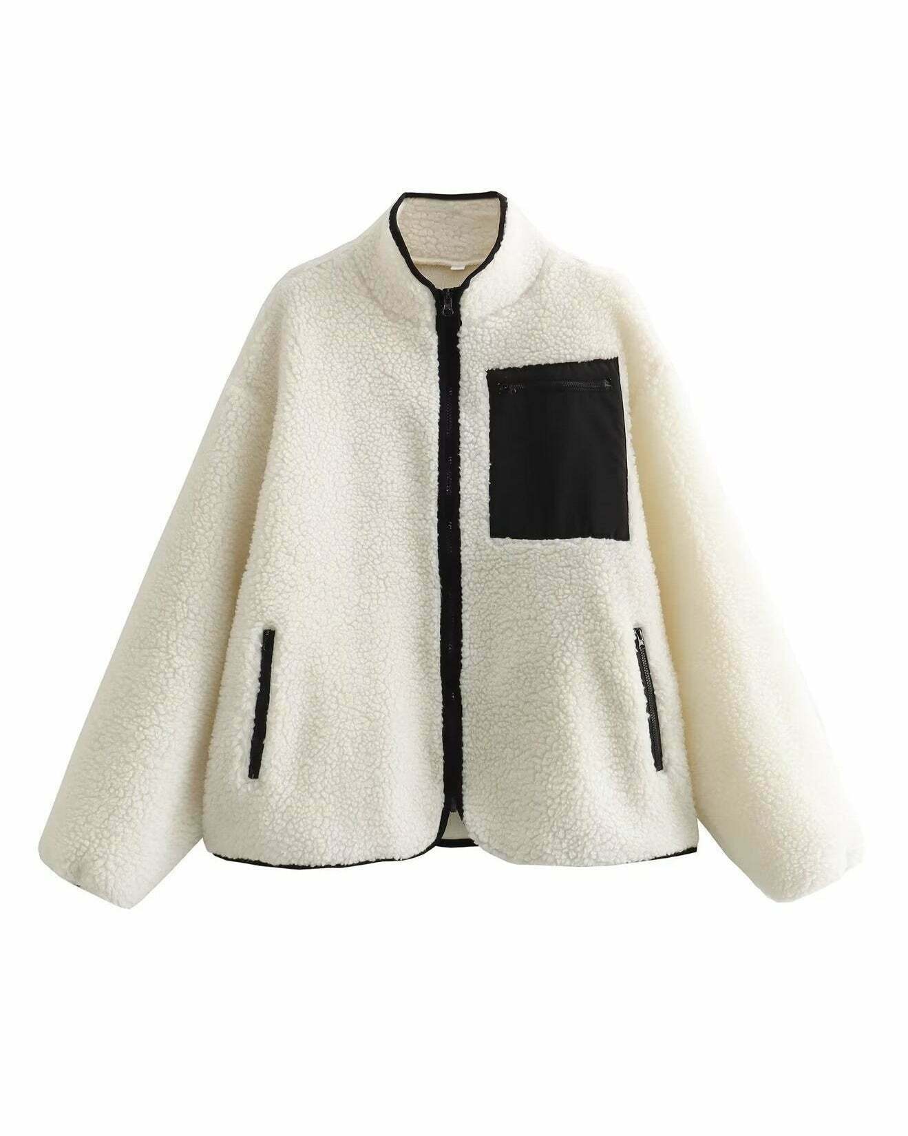 Cozy Teddy Fleece Jacket - Y2K Fashion Women's Outerwear for Grunge and Cottagecore Aesthetic Cozy Teddy Fleece Jacket - Y2K Fashion Women's Outerwear for Grunge and Cottagecore Aesthetic