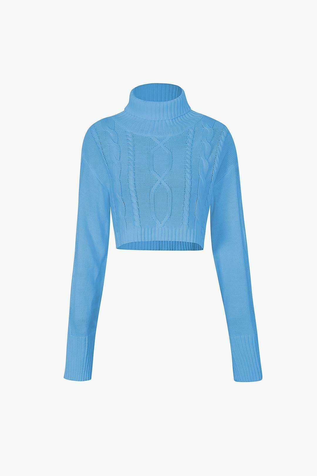 Cozy Turtleneck Cable Sweater for Y2K Fashion Enthusiasts - Grunge, Pastel Goth, Coquette Aesthetic Cozy Turtleneck Cable Sweater for Y2K Fashion Enthusiasts - Grunge, Pastel Goth, Coquette Aesthetic