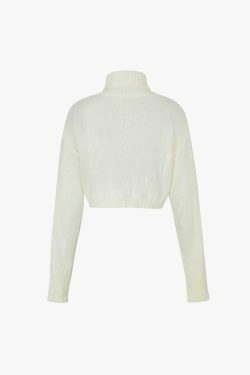 Cozy Turtleneck Cable Sweater for Y2K Fashion Enthusiasts - Grunge, Pastel Goth, Coquette Aesthetic