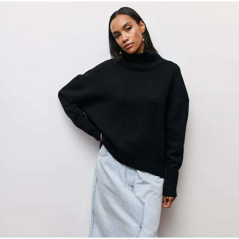 Cozy Turtleneck Pullover: Y2K Aesthetic Fall Favorite for Women's Fashion Cozy Turtleneck Pullover: Y2K Aesthetic Fall Favorite for Women's Fashion