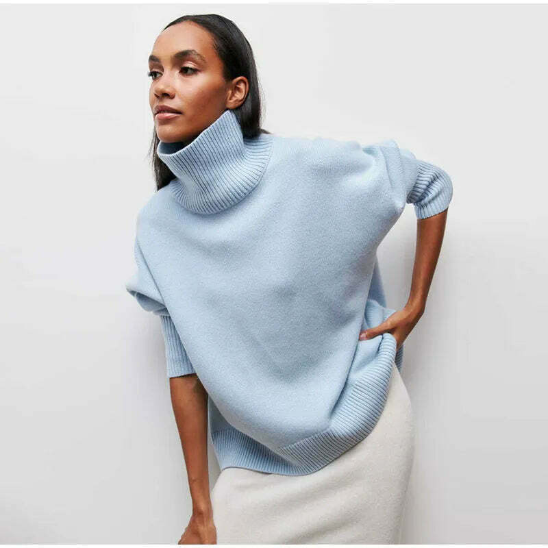 Cozy Turtleneck Pullover: Y2K Aesthetic Fall Favorite for Women's Fashion Cozy Turtleneck Pullover: Y2K Aesthetic Fall Favorite for Women's Fashion