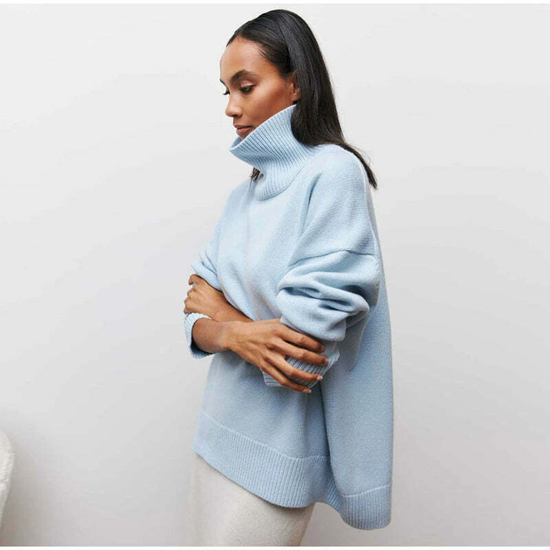 Cozy Turtleneck Pullover: Y2K Aesthetic Fall Favorite for Women's Fashion Cozy Turtleneck Pullover: Y2K Aesthetic Fall Favorite for Women's Fashion