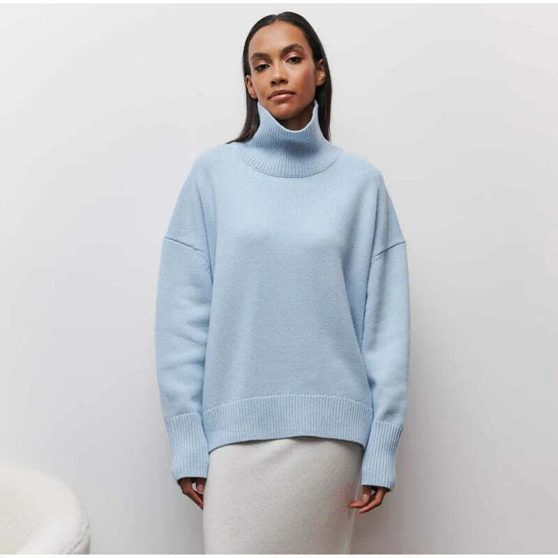 Cozy Turtleneck Pullover: Y2K Aesthetic Fall Favorite for Women's Fashion Cozy Turtleneck Pullover: Y2K Aesthetic Fall Favorite for Women's Fashion