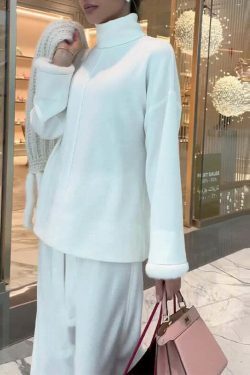 Cozy Turtleneck Sweater & Relaxed Pant Suit Set - Y2K Fashion Aesthetic