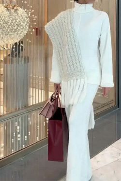 Cozy Turtleneck Sweater & Relaxed Pant Suit Set - Y2K Fashion Aesthetic