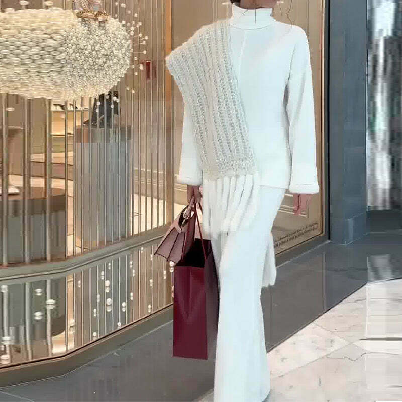 Cozy Turtleneck Sweater & Relaxed Pant Suit Set - Y2K Fashion Aesthetic Cozy Turtleneck Sweater & Relaxed Pant Suit Set - Y2K Fashion Aesthetic