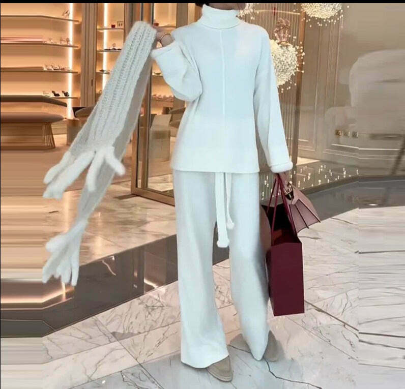 Cozy Turtleneck Sweater & Relaxed Pant Suit Set - Y2K Fashion Aesthetic Cozy Turtleneck Sweater & Relaxed Pant Suit Set - Y2K Fashion Aesthetic