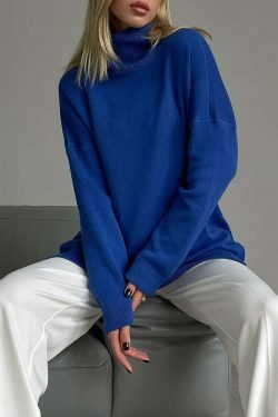 Cozy Up Turtleneck Sweater in Y2K Aesthetic for Women's Fashion