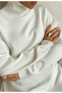 Cozy Up Turtleneck Sweater in Y2K Aesthetic for Women's Fashion