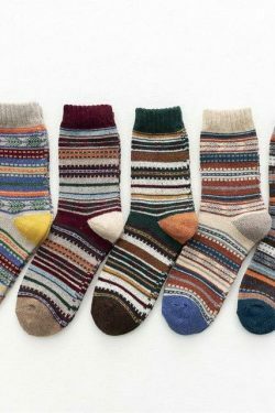 Cozy Winter Cotton Socks Set (5 Pairs) for Y2K Fashion Enthusiasts