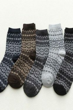 Cozy Winter Cotton Socks Set (5 Pairs) for Y2K Fashion Enthusiasts