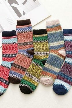 Cozy Winter Cotton Socks Set (5 Pairs) for Y2K Fashion Enthusiasts