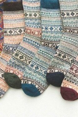 Cozy Winter Cotton Socks Set (5 Pairs) for Y2K Fashion Enthusiasts