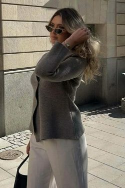 Cozy Winter V-Neck Cardigan Coat for Chic Y2K Fashionistas