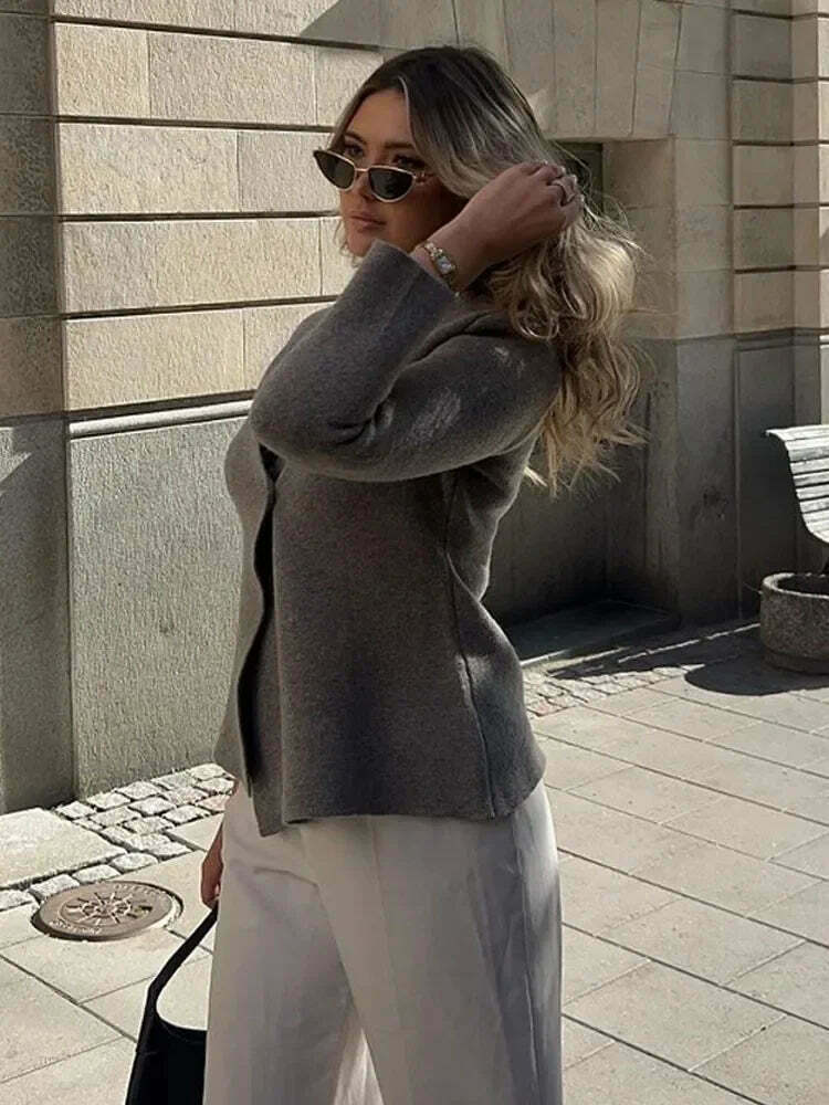 Cozy Winter V-Neck Cardigan Coat for Chic Y2K Fashionistas Cozy Winter V-Neck Cardigan Coat for Chic Y2K Fashionistas