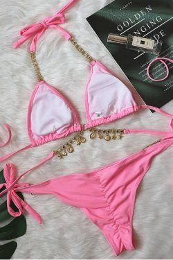 Crystal Diamond Bikini: Y2K Fashion Split Strap Swimsuit for Women