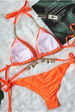 Crystal Diamond Bikini: Y2K Fashion Split Strap Swimsuit for Women