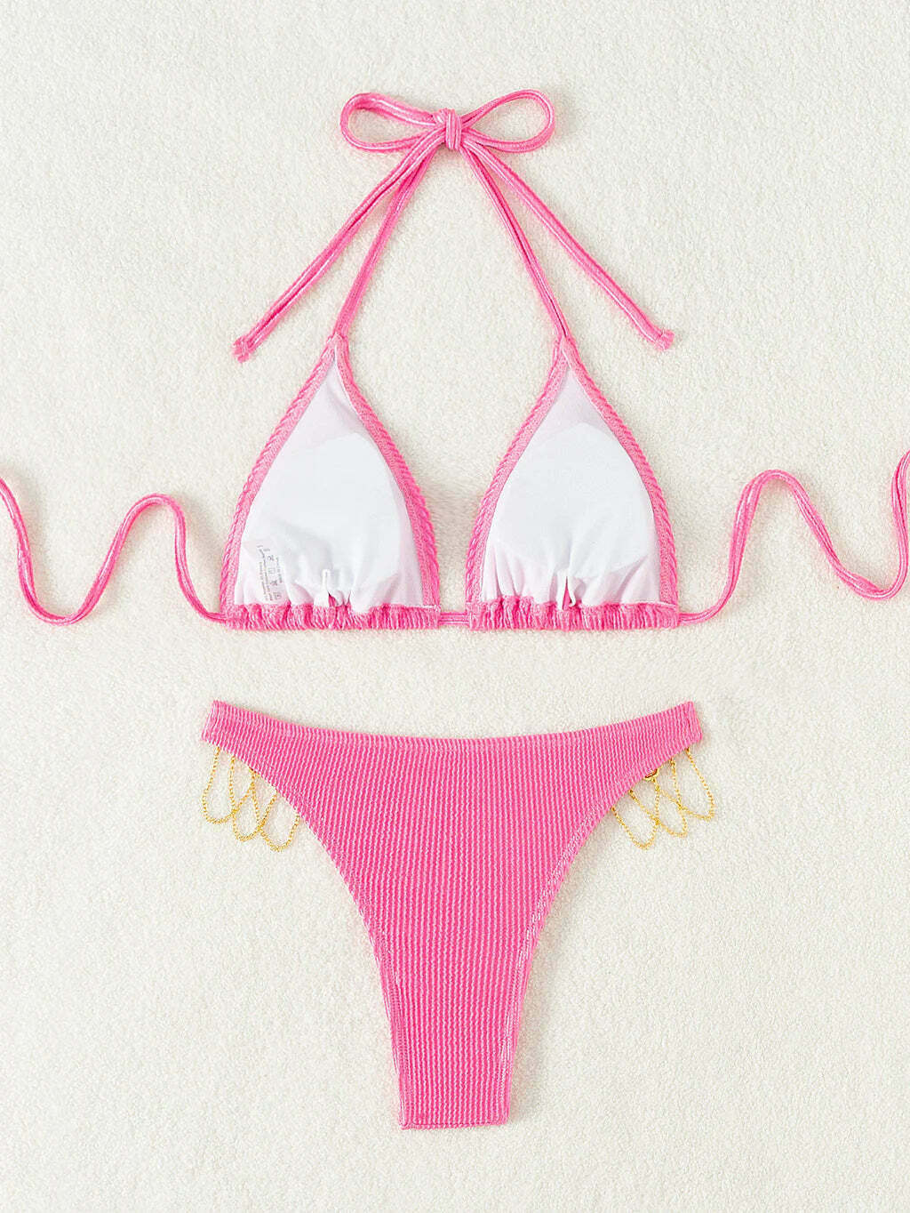 Crystal Lace-Up Bikini in Solid Color - Y2K Fashion Swimwear Crystal Lace-Up Bikini in Solid Color - Y2K Fashion Swimwear