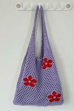 Cut-out Flowers Shoulder Eco Bag for Y2K Fashion Enthusiasts with Coquette and Grunge Aesthetic