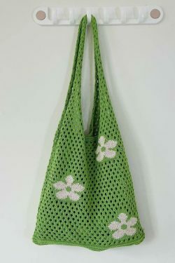 Cut-out Flowers Shoulder Eco Bag for Y2K Fashion Enthusiasts with Coquette and Grunge Aesthetic