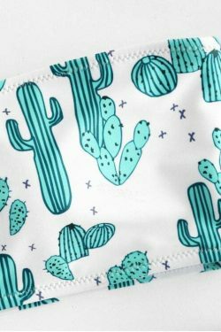 Cute Cactus Print Bandeau Bikini Set for Y2K Fashion Enthusiasts