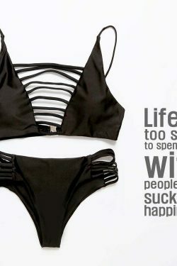 Cute Cactus Print Front Knot Bikini Set for Y2K Fashion Enthusiasts