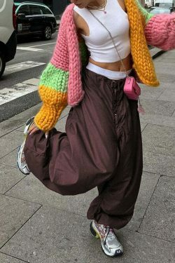 Cute Cargo Skirt & Baggy Low Waist Denim Set - Y2K Aesthetic Fashion for Women