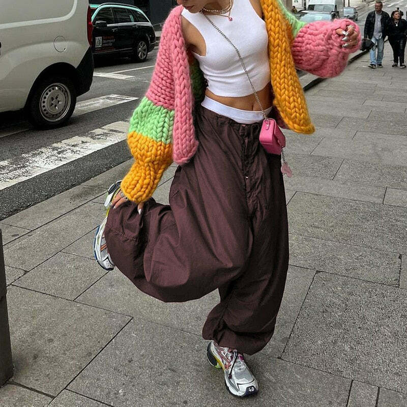 Cute Cargo Skirt & Baggy Low Waist Denim Set - Y2K Aesthetic Fashion for Women