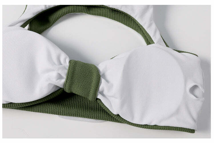 Cute Green Caged Bralette Bikini Set for Y2K Fashion and Aesthetic Pictures Cute Green Caged Bralette Bikini Set for Y2K Fashion and Aesthetic Pictures