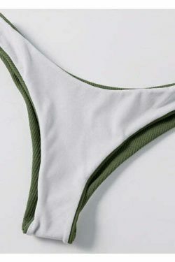 Cute Green Caged Bralette Bikini Set for Y2K Fashion and Aesthetic Pictures