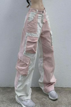 Cute Pastel Goth Cargo Skirt for Coquette Aesthetic with Y2K Style - Contrast Corduroy Detail