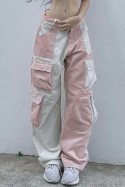 Cute Pastel Goth Cargo Skirt for Coquette Aesthetic with Y2K Style - Contrast Corduroy Detail