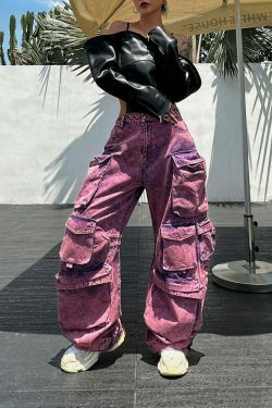 Cute Purple Cargo Pants: Y2K Aesthetic with Coquette Style, Grunge Vibes, and Pastel Goth Influence