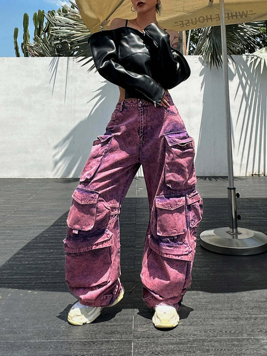 Cute Purple Cargo Pants: Y2K Aesthetic with Coquette Style, Grunge Vibes, and Pastel Goth Influence Cute Purple Cargo Pants: Y2K Aesthetic with Coquette Style, Grunge Vibes, and Pastel Goth Influence