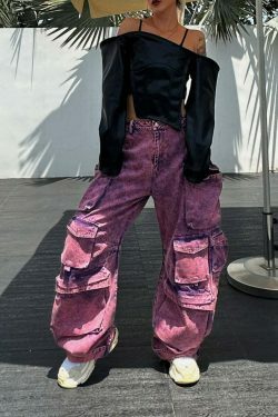 Cute Purple Cargo Pants: Y2K Aesthetic with Coquette Style, Grunge Vibes, and Pastel Goth Influence