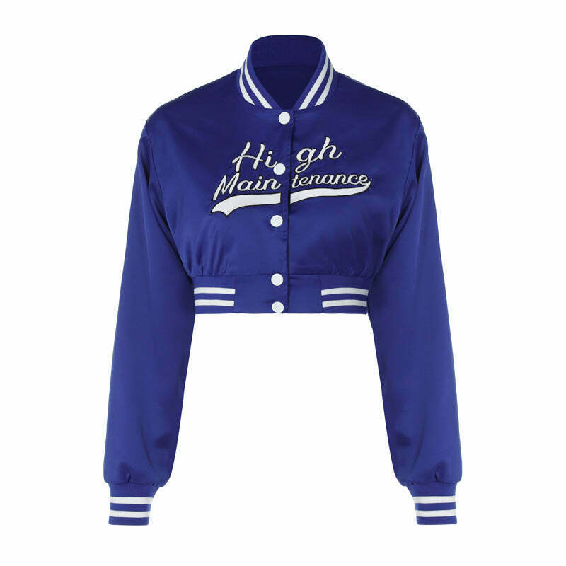 Cute Y2K Style Crop Top Baseball Jacket for Women - Coquette Aesthetic Grunge Fashion