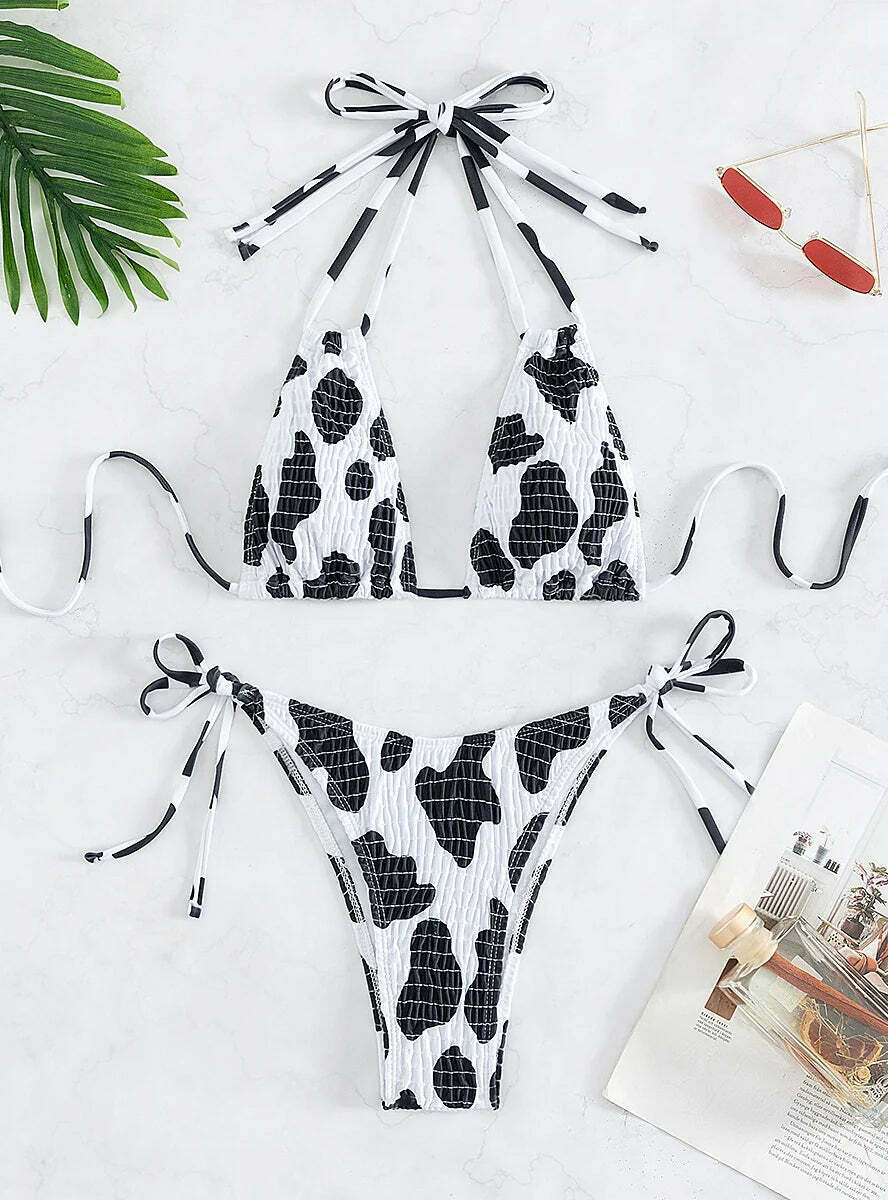 Dairy Printed Sexy Suit Bikini - Y2K Fashion Coquette Aesthetic Grunge Style Dairy Printed Sexy Suit Bikini - Y2K Fashion Coquette Aesthetic Grunge Style