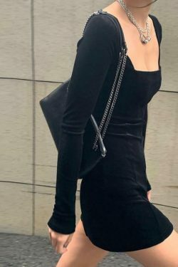 Dark Academia Style Velvet Mini Dress - Y2K Fashion Aesthetic for Women