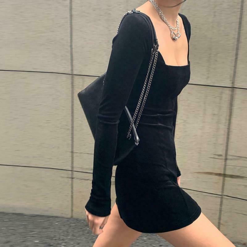 Dark Academia Style Velvet Mini Dress - Y2K Fashion Aesthetic for Women Dark Academia Style Velvet Mini Dress - Y2K Fashion Aesthetic for Women