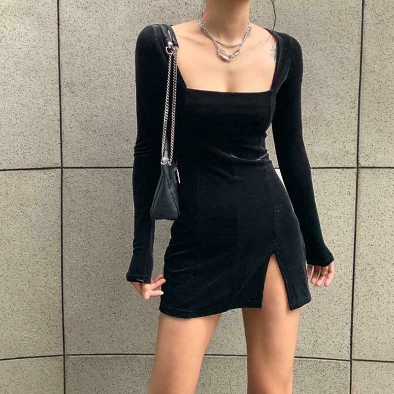 Dark Academia Style Velvet Mini Dress - Y2K Fashion Aesthetic for Women Dark Academia Style Velvet Mini Dress - Y2K Fashion Aesthetic for Women