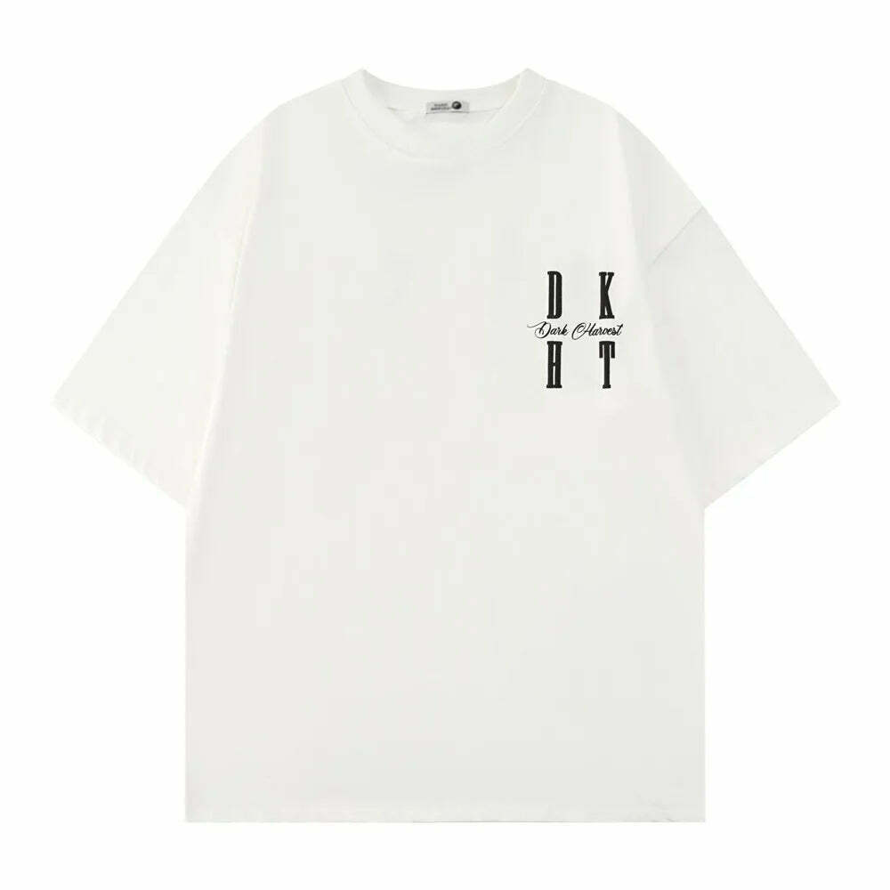 DARK HARVEST 'DKHST' Logo Tee - Y2K Aesthetic Fashion, Grunge & Coquette Vibes DARK HARVEST 'DKHST' Logo Tee - Y2K Aesthetic Fashion, Grunge & Coquette Vibes