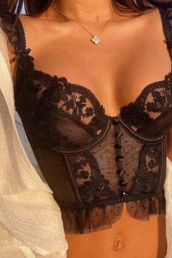 Delicate Dreams Lace Corset - Y2K Fashion Statement with Coquette Aesthetic & Grunge Style