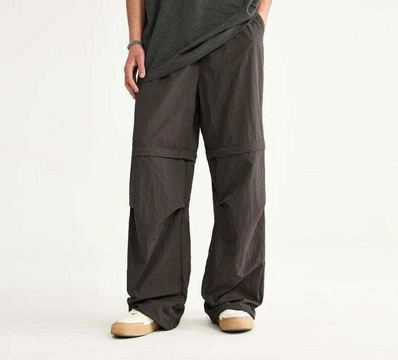 Detachable Waterproof Nylon Shorts/Trousers for Y2K Fashion Enthusiasts Detachable Waterproof Nylon Shorts/Trousers for Y2K Fashion Enthusiasts