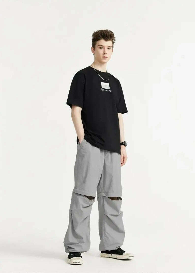 Detachable Waterproof Nylon Shorts/Trousers for Y2K Fashion Enthusiasts Detachable Waterproof Nylon Shorts/Trousers for Y2K Fashion Enthusiasts